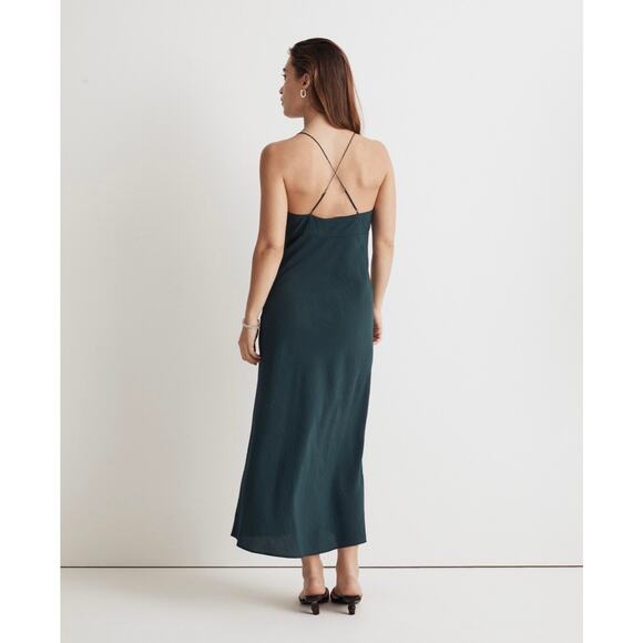 MADEWELL The Layton Midi Slip Dress Size 6 NEW Ancient Forest Green Drapey  NWT - Picture 4 of 11